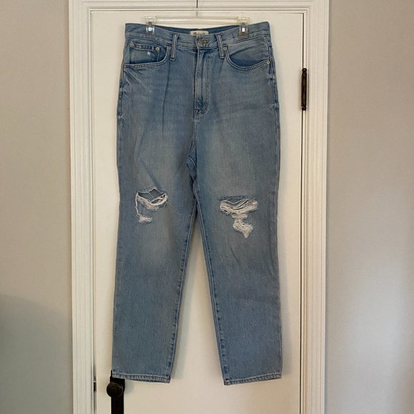 Madewell The Momjean Distressed Madewell Gilford Light Wash Size 30 - Picture 2 of 8